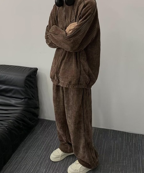 【セール】コーデュロイ刺繍サイドラインジャケット【セットアップ可】（ジャージ）｜link lot（リンクロット）