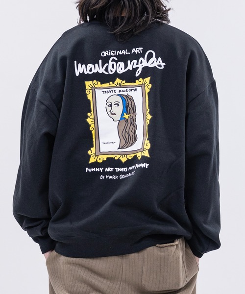 Mark Gonzales（マーク・ゴンザレス）の「【ba】JOHN'S CLOSET別注 〔MARK GONZALES ARTWORK COLLECTION / マーク ゴンザレス〕アソートアート プリント ビッグシルエット クルーネックスウェット（スウェット・メンズ・ホワイト系1/ホワイト系2/ホワイト系3/ブラック系1/ブラック系2/ブラック系3/ライトグレー系1/ライトグレー系2/ブラック系4/ライトグレー系3/ホワイト系4/ライトグレー系4・MEDIUM/LARGE）」の7枚目の写真