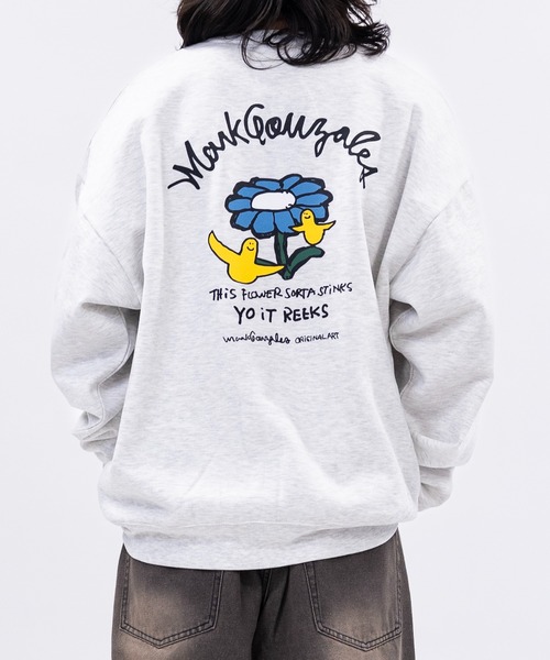 Mark Gonzales（マーク・ゴンザレス）の「【ba】JOHN'S CLOSET別注 〔MARK GONZALES ARTWORK COLLECTION / マーク ゴンザレス〕アソートアート プリント ビッグシルエット クルーネックスウェット（スウェット・メンズ・ホワイト系1/ホワイト系2/ホワイト系3/ブラック系1/ブラック系2/ブラック系3/ライトグレー系1/ライトグレー系2/ブラック系4/ライトグレー系3/ホワイト系4/ライトグレー系4・MEDIUM/LARGE）」の12枚目の写真