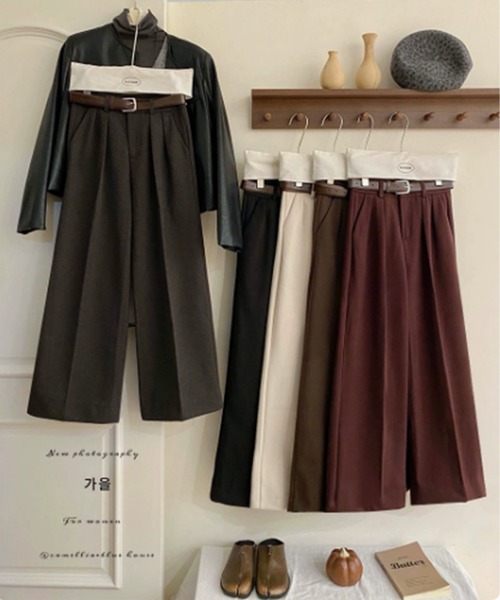 BANICO（バニコ）の「【Banico】ウールライクタックワイドパンツ（スラックス・レディース・ブラック/グレー/チョコ・SMALL/MEDIUM/LARGE）」の16枚目の写真