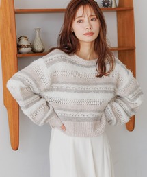 mysty woman | ファンシーボーダーニットプルオーバー　286439(ニット/セーター)