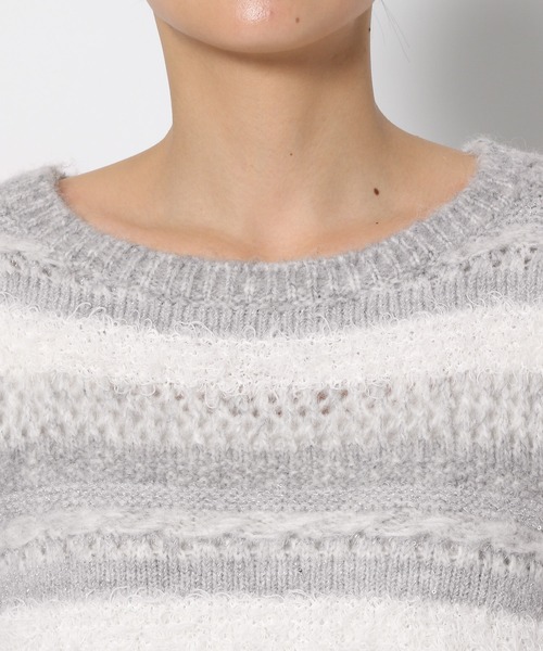 mysty woman(ミスティウーマン)の「ファンシーボーダーニットプルオーバー 286439(ニット/セーター・レディース・ライトグレー/チャコールグレー/アイボリー・FREE)」の18枚目の写真