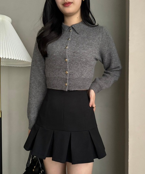 レアニット セール】ゴールドボタンもちもち衿ニット（ニット/セーター）｜one