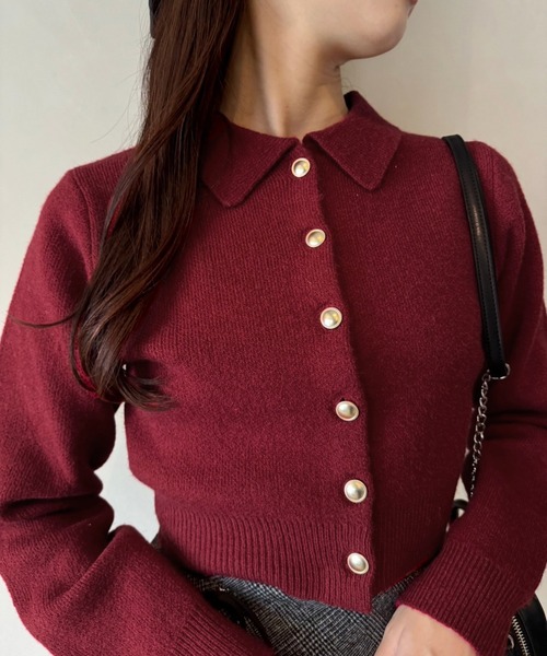 セール】ゴールドボタンもちもち衿ニット（ニット/セーター）｜one