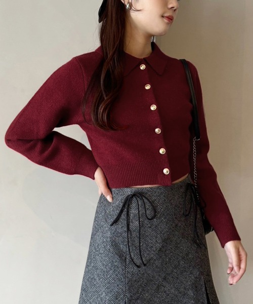 セール】ゴールドボタンもちもち衿ニット（ニット/セーター）｜one