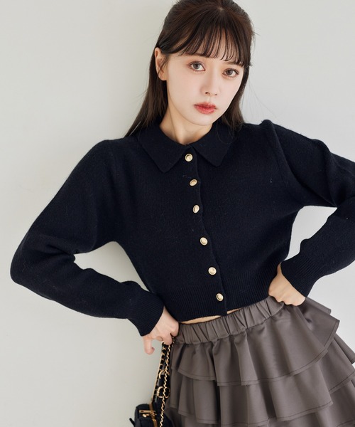 セール】ゴールドボタンもちもち衿ニット（ニット/セーター）｜one