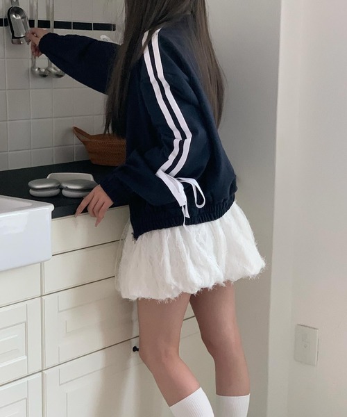LYEON(リヨン)の「袖リボンラインダブルジップスウェットブルゾン 裏起毛(ブルゾン・レディース・グレー/ネイビー/ブラウン・FREE)」の16枚目の写真