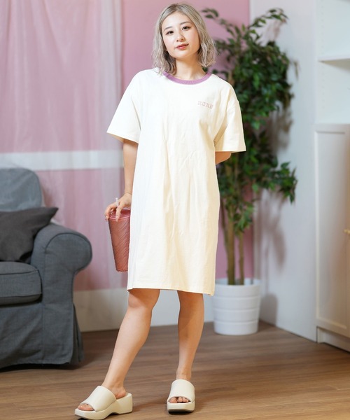 ROXY（ロキシー）の「ROXY/ロキシー バックプリントTシャツ ワンピース RDR251653M（ワンピース・レディース・ヘザーグレー/オフホワイト/ブラック・L/M）」の4枚目の写真