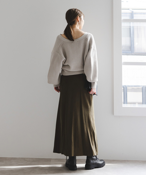 25年 美品 NOBLE ワイドVネックフィブリルキャミワンピース 定価2.4 NOBLE｜《追加予約》ワイドVネックフィブリルキャミワンピース2