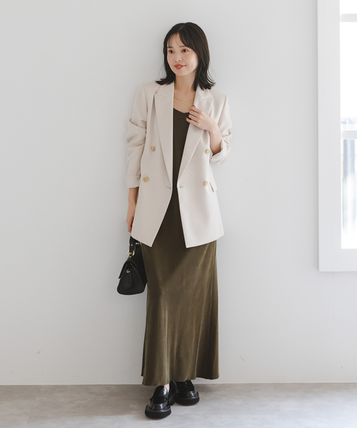 25年 美品 NOBLE ワイドVネックフィブリルキャミワンピース 定価2.4 NOBLE｜《追加予約》ワイドVネックフィブリルキャミワンピース2