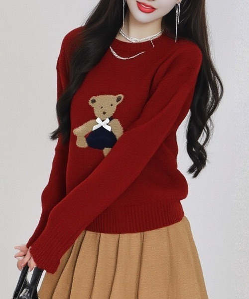 paravion（パラビオン）の「テディベアニット（ニット/セーター・レディース・グレー/ブルー/ホワイト/レッド・FREE）」の14枚目の写真