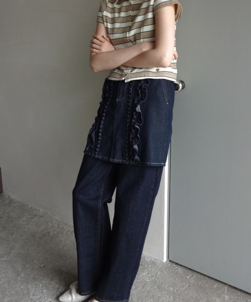 frill denim mini skirt / フリルデザインミニスカート（デニム