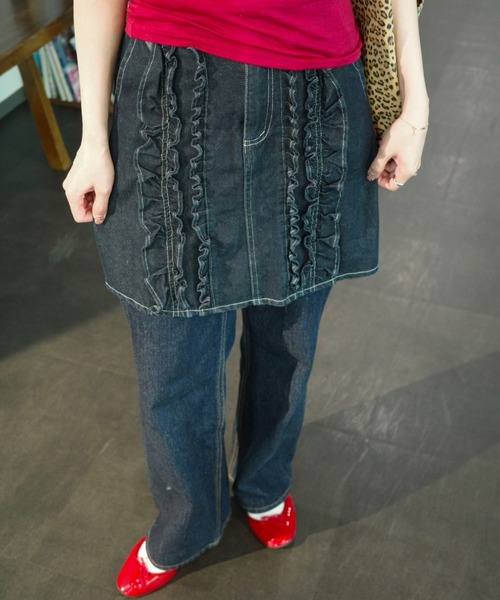 idem(イデム)の「frill denim mini skirt / フリルデザインミニスカート(デニムスカート・レディース・ネイビー/ブルー・FREE)」の6枚目の写真