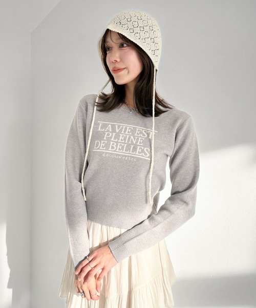 Heather（ヘザー）の「フロントロゴニット　292250（ニット/セーター・レディース・アイボリー/ミント/グレー・FREE）」の2枚目の写真