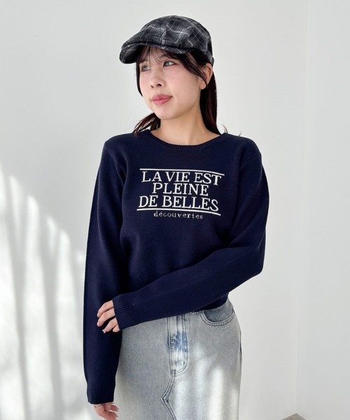 Heather（ヘザー）の「フロントロゴニット　292250（ニット/セーター・レディース・アイボリー/ミント/グレー・FREE）」の4枚目の写真