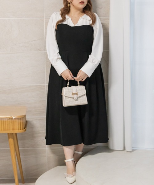 シャツレイヤード風ドッキングワンピース（ワンピース）｜CLETTE（クレット）