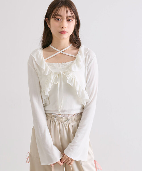 OLIVE des OLIVE（オリーブデオリーブ）の「フリルボレロセット（アンサンブル・レディース・オフホワイト/ブラック/トップグレー/ピンク・FREE）」の17枚目の写真