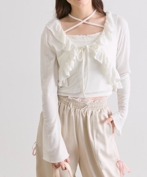 OLIVE des OLIVE（オリーブデオリーブ）の「フリルボレロセット（アンサンブル・レディース・オフホワイト/ブラック/トップグレー/ピンク・FREE）」の5枚目の写真