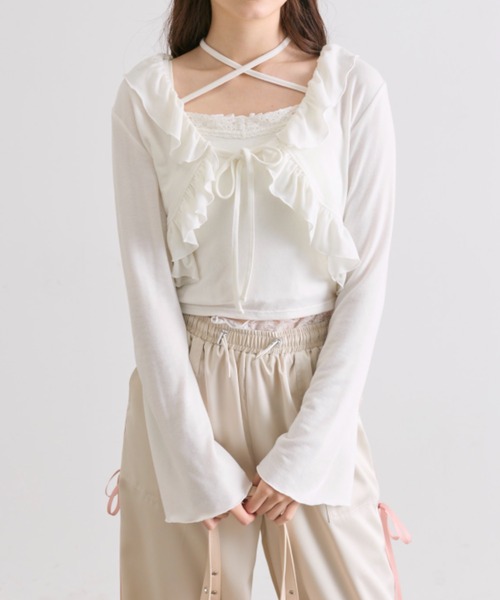 オリーブデオリーブ レースフリルボレロセット ピンク ピンク】 olive des oliveレースフリルボレロセット - メルカリ