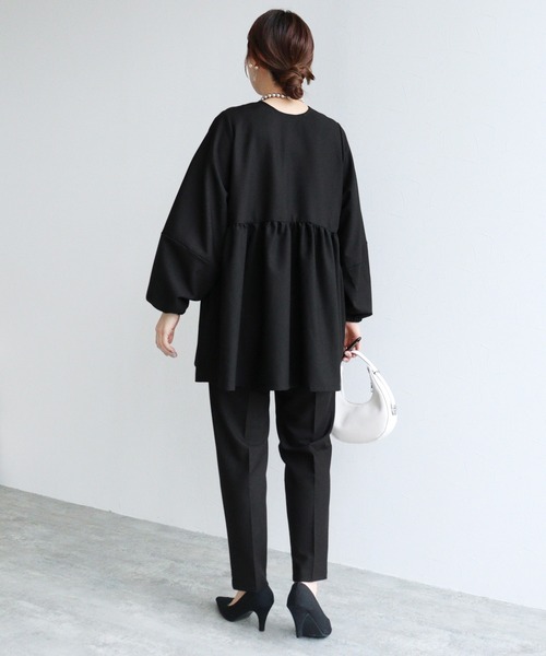 reca(レカ)の「ペプラムジャケット×テーパードパンツ2点セット(スーツセット・レディース・ブラック/ネイビー/グレイッシュベージュ/ベージュ・S/M/L/XL)」の19枚目の写真