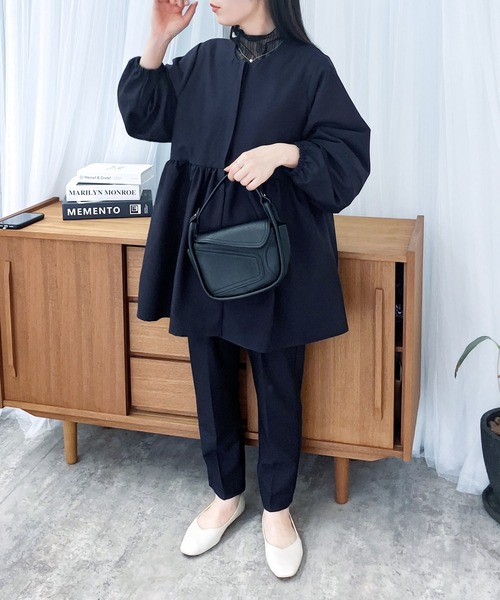 reca（レカ）の「ペプラムジャケット×テーパードパンツ２点セット（スーツセット・レディース・ブラック/ネイビー/グレイッシュベージュ/ベージュ・S/M/L/XL）」の16枚目の写真