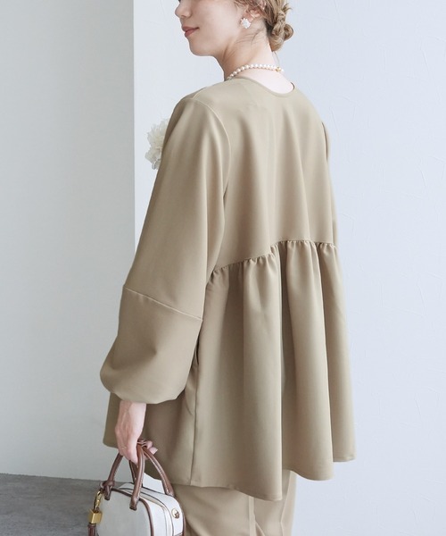 reca（レカ）の「ペプラムジャケット×テーパードパンツ２点セット（スーツセット・レディース・ブラック/ネイビー/グレイッシュベージュ/ベージュ・S/M/L/XL）」の20枚目の写真