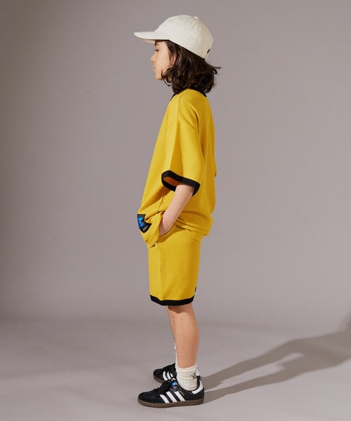 PAIRMANON STREET（ペアマノンストリート）の「【PAIRMANON STREET】ワッフル 配色 ワンポイント 半袖 セットアップ（セットアップ・キッズ・ブラック/ライトベージュ/ネイビー/イエロー/グリーン・100/150/140/130/90/120/110/160）」の15枚目の写真