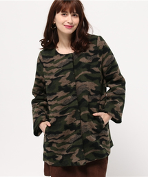 ROSE BUD | LC-15214 CAMOUFLAGE SLIVER NO COLLAR COAT(ノーカラージャケット)