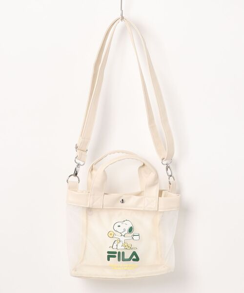 PEANUTS（ピーナッツ）の「【FILA】PEANUTS メッシュミニ トートバッグ/ピーナッツ/コラボ（ショルダーバッグ・レディース・アイボリー/ブラック・FREE）」の2枚目の写真