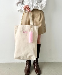 Lee/リー ロゴ刺繍 しっぽファー付き ビッグポケット トートバッグ/推し活 カラー/大きめうちわ キーホルダー