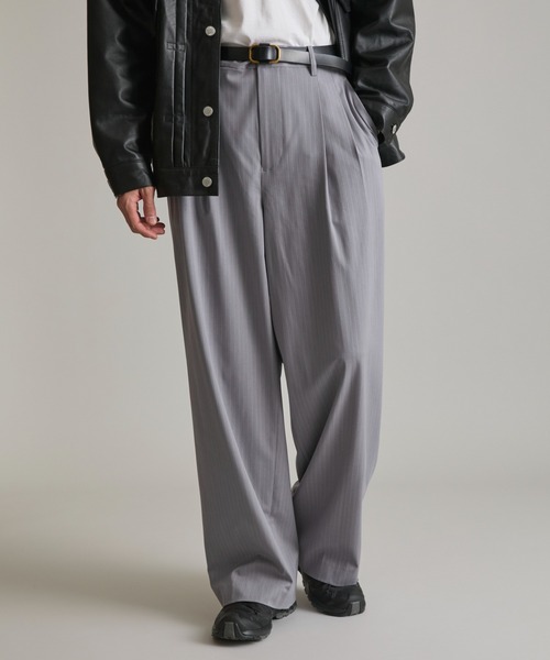 ルーズシルエットワイドスラックスパンツ / ピンストライプスラックス