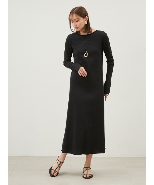 Mila Owen(ミラオーウェン)の「肩パッド付フレアナローワッフルワンピース(ワンピース・レディース・ベージュ/ブラック/その他・0/1)」の6枚目の写真