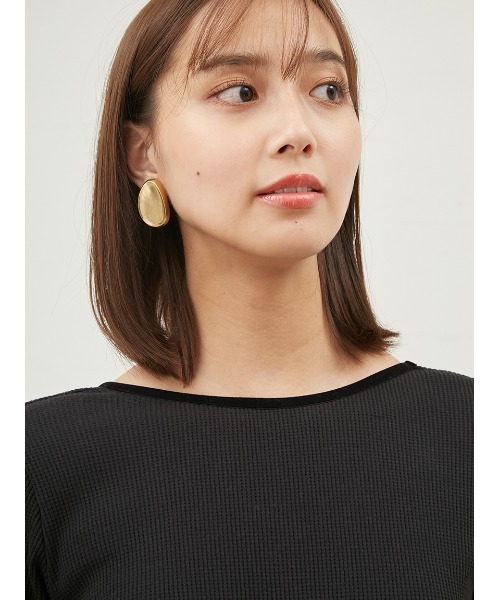 Mila Owen(ミラオーウェン)の「肩パッド付フレアナローワッフルワンピース(ワンピース・レディース・ベージュ/ブラック/その他・0/1)」の9枚目の写真