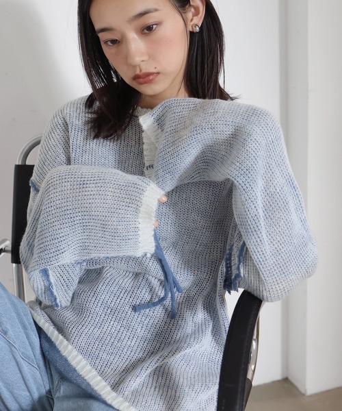 hellam（へラム）の「プレーティングルーズニット（ニット/セーター・レディース・グレー/ブルー/ブラック・FREE）」の6枚目の写真