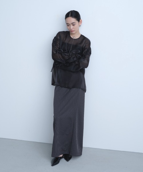 AIC.（エーアイシー）の「オーガンジーシャーリングブラウス（シャツ/ブラウス・レディース・グレー/アイボリー/ブラック・FREE）」の18枚目の写真