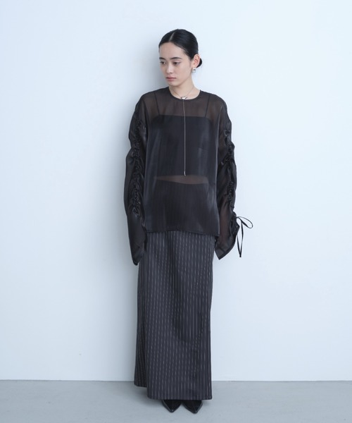 AIC.（エーアイシー）の「オーガンジーシャーリングブラウス（シャツ/ブラウス・レディース・グレー/アイボリー/ブラック・FREE）」の19枚目の写真