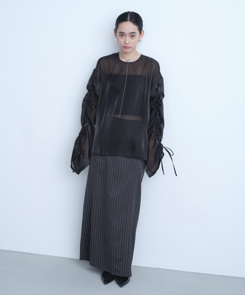 AIC.（エーアイシー）の「オーガンジーシャーリングブラウス（シャツ/ブラウス・レディース・グレー/アイボリー/ブラック・FREE）」の20枚目の写真