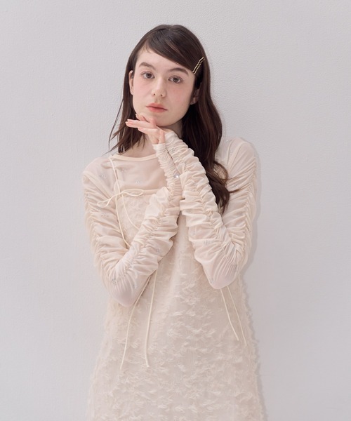 muguet(ミュゲ)の「ビジューシアートップス(Tシャツ/カットソー・レディース・アイボリー/ブラック/ベージュ/ピンク・FREE)」の10枚目の写真
