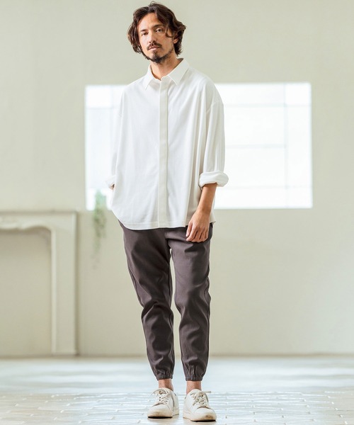 Magine(マージン)の「ms5977- Deformed Waffle Jacquard Fly Front Design Shirts 比翼シャツ(シャツ/ブラウス・メンズ・ブラック/ホワイト/チャコール・44/46/48)」の13枚目の写真