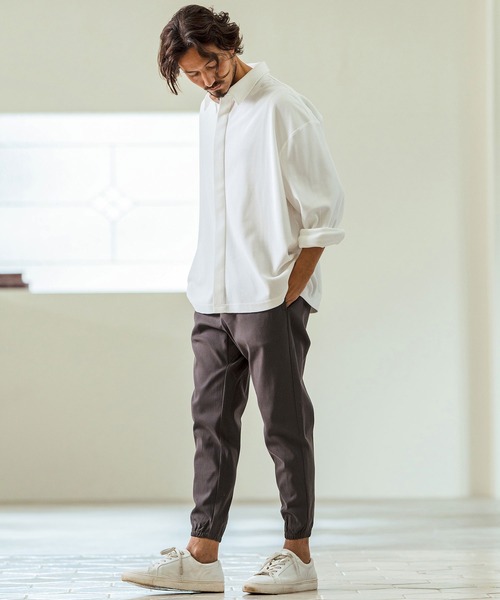 Magine(マージン)の「ms5977- Deformed Waffle Jacquard Fly Front Design Shirts 比翼シャツ(シャツ/ブラウス・メンズ・ブラック/ホワイト/チャコール・44/46/48)」の14枚目の写真