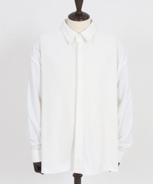 Magine(マージン)の「ms5977- Deformed Waffle Jacquard Fly Front Design Shirts 比翼シャツ(シャツ/ブラウス・メンズ・ブラック/ホワイト/チャコール・44/46/48)」の22枚目の写真