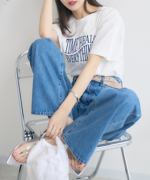 RU.TI.LE(ルチル)の「【RU.TI.LE】ウェーブロゴ刺繍T(Tシャツ/カットソー・レディース・ブラック/ベージュ/ホワイト・MEDIUM)」の16枚目の写真