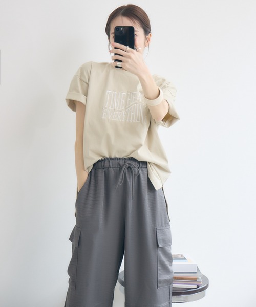 RU.TI.LE(ルチル)の「【RU.TI.LE】ウェーブロゴ刺繍T(Tシャツ/カットソー・レディース・ブラック/ベージュ/ホワイト・MEDIUM)」の22枚目の写真