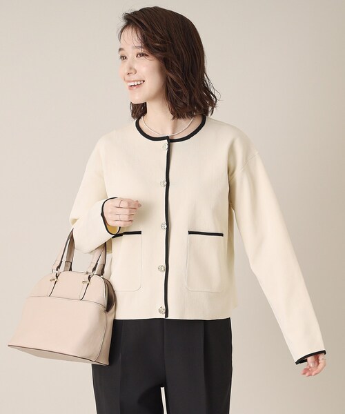 ITS'DEMO（イッツデモ）の「【通勤／手洗い可】配色ニットカーデ（カーディガン/ボレロ・レディース・ライトベージュ/ブラック/オフホワイト・00）」の17枚目の写真