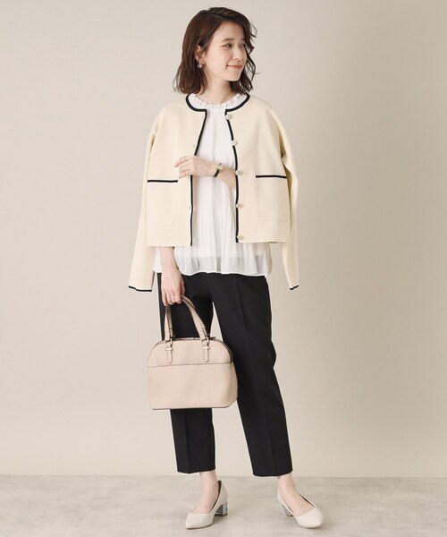 ITS'DEMO（イッツデモ）の「【通勤／手洗い可】配色ニットカーデ（カーディガン/ボレロ・レディース・ライトベージュ/ブラック/オフホワイト・00）」の18枚目の写真