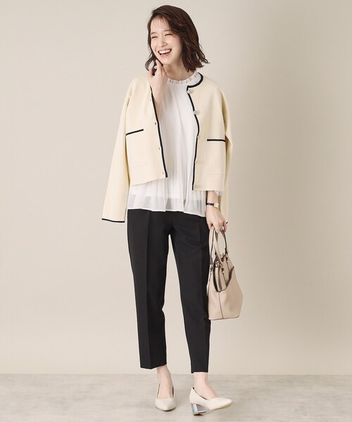 ITS'DEMO（イッツデモ）の「【通勤／手洗い可】配色ニットカーデ（カーディガン/ボレロ・レディース・ライトベージュ/ブラック/オフホワイト・00）」の19枚目の写真