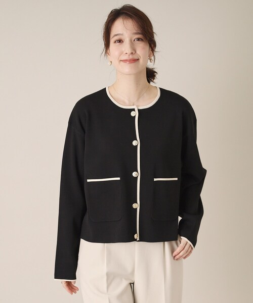 ITS'DEMO（イッツデモ）の「【通勤／手洗い可】配色ニットカーデ（カーディガン/ボレロ・レディース・ライトベージュ/ブラック/オフホワイト・00）」の21枚目の写真