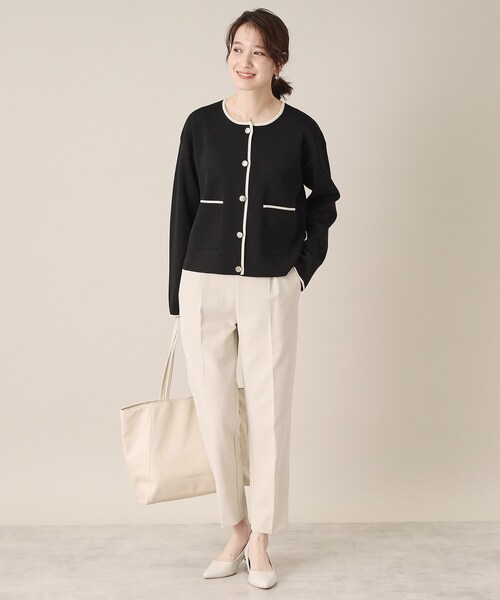 ITS'DEMO（イッツデモ）の「【通勤／手洗い可】配色ニットカーデ（カーディガン/ボレロ・レディース・ライトベージュ/ブラック/オフホワイト・00）」の13枚目の写真