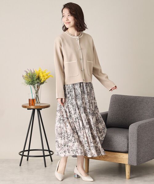 ITS'DEMO（イッツデモ）の「【通勤／手洗い可】配色ニットカーデ（カーディガン/ボレロ・レディース・ライトベージュ/ブラック/オフホワイト・00）」の6枚目の写真