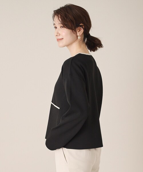 ITS'DEMO（イッツデモ）の「【通勤／手洗い可】配色ニットカーデ（カーディガン/ボレロ・レディース・ライトベージュ/ブラック/オフホワイト・00）」の9枚目の写真